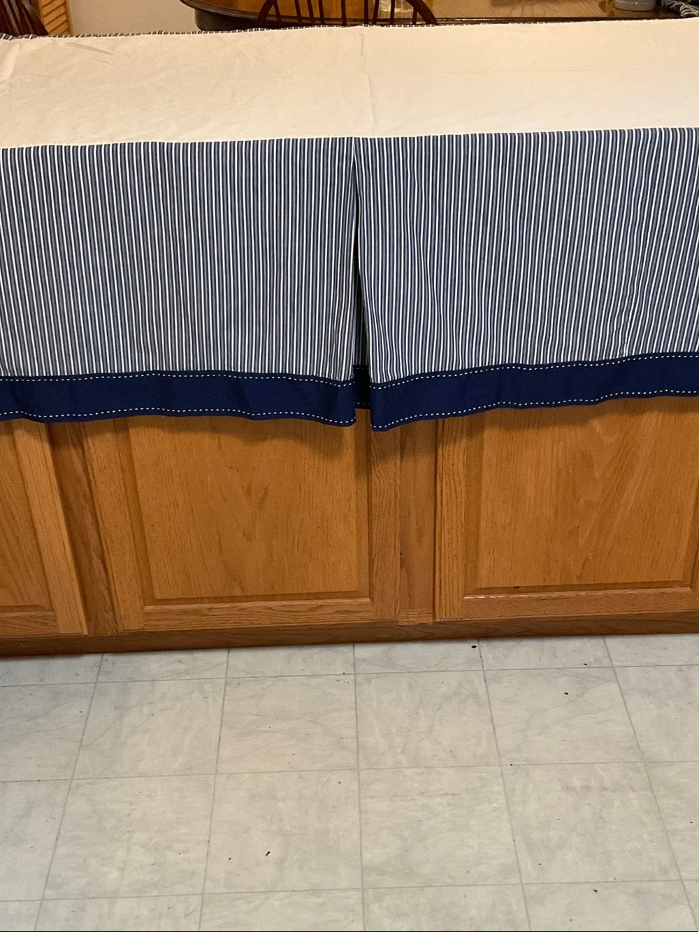Pottery Barn Kids Navy and White Striped Crib Skirt